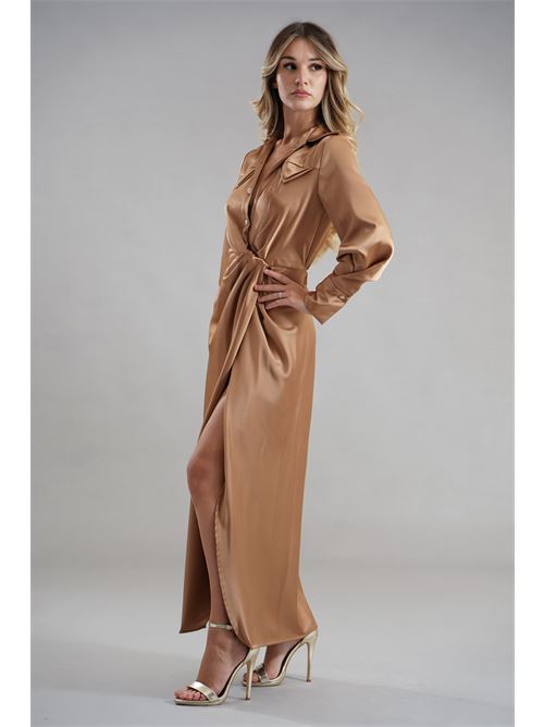 Abito chemisier in raso Babylon | ED0764CHAMPAGNE
