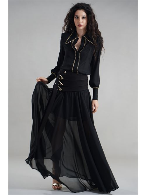 Camicia con strass Babylon | S00300NERO