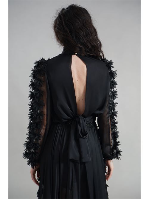 Cropped con petali Babylon | S00304NERO