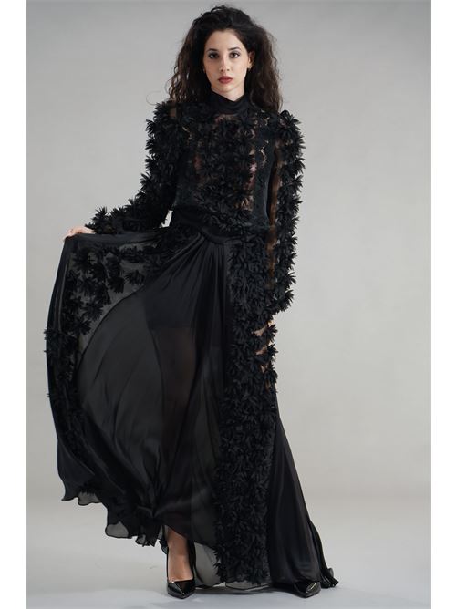 Cropped con petali Babylon | S00304NERO