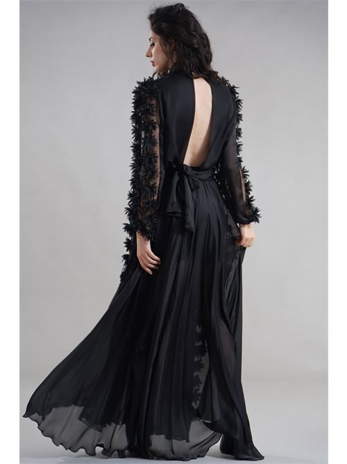 Cropped con petali Babylon | S00304NERO