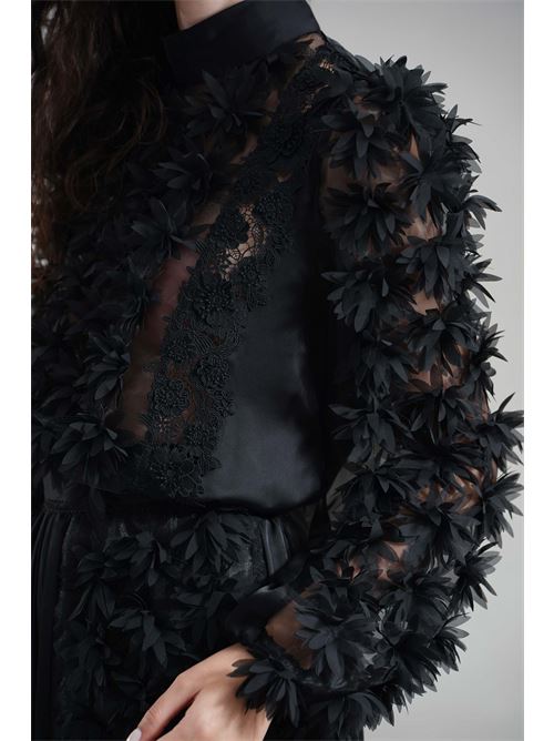 Cropped con petali Babylon | S00304NERO