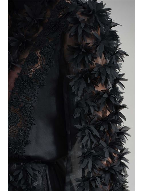 Cropped con petali Babylon | S00304NERO