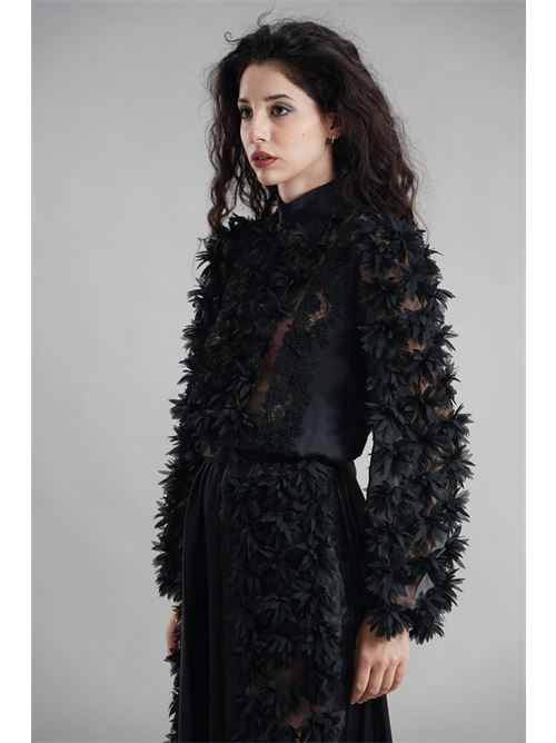 Cropped con petali Babylon | S00304NERO