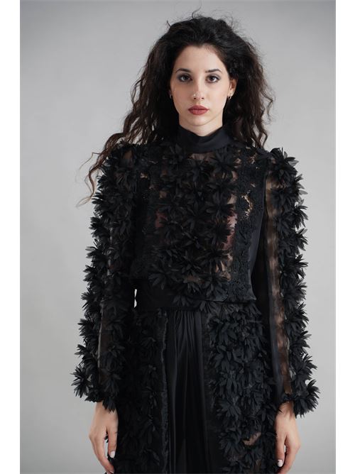 Cropped con petali Babylon | S00304NERO