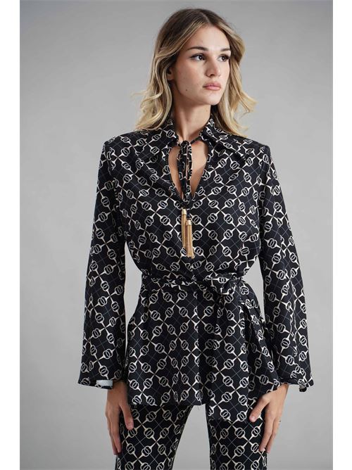 Blusa con stampa Babylon | S00305NERO