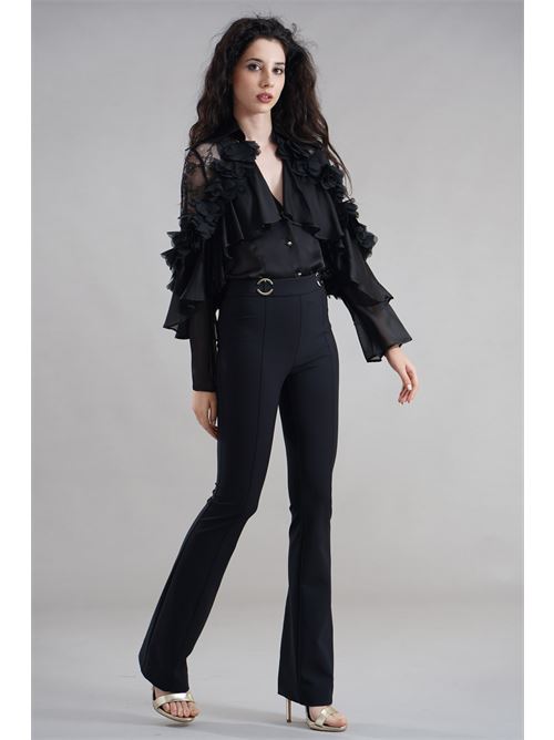 Camicia con petali Babylon | S00307NERO