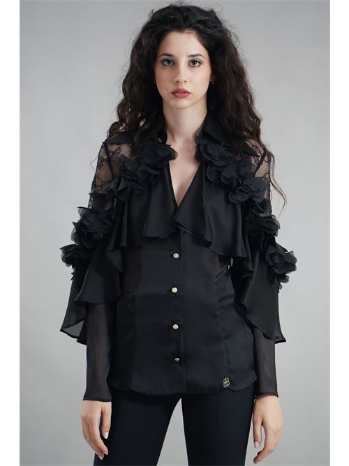 Camicia con petali Babylon | S00307NERO