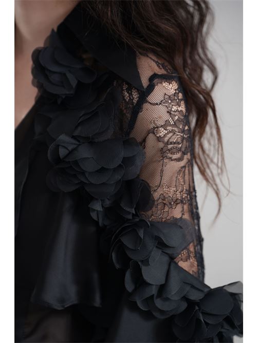 Camicia con petali Babylon | S00307NERO