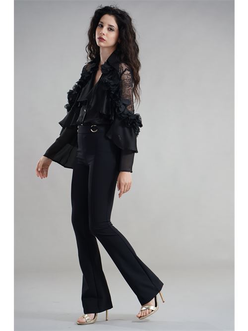 Camicia con petali Babylon | S00307NERO