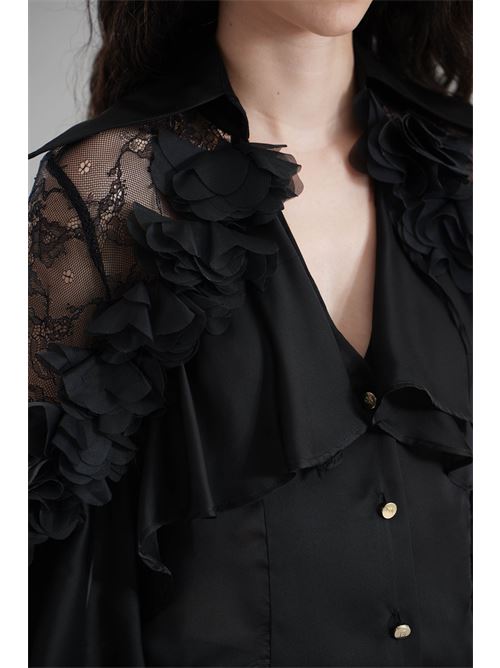 Camicia con petali Babylon | S00307NERO