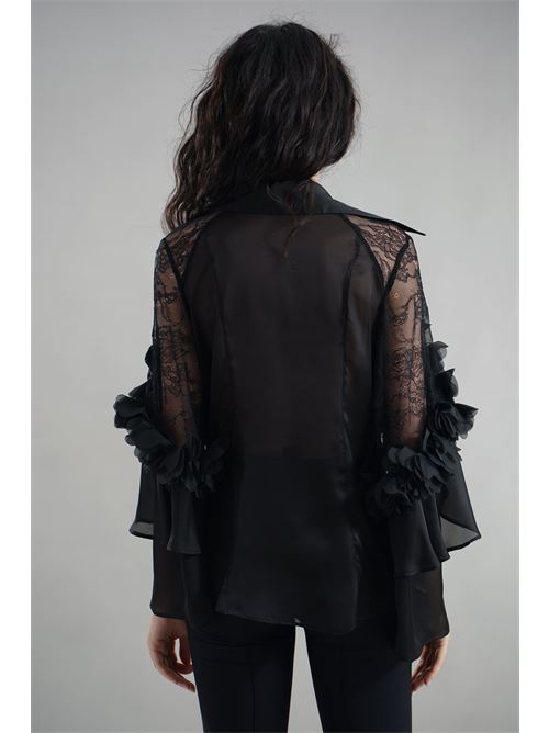 Camicia con petali Babylon | S00307NERO