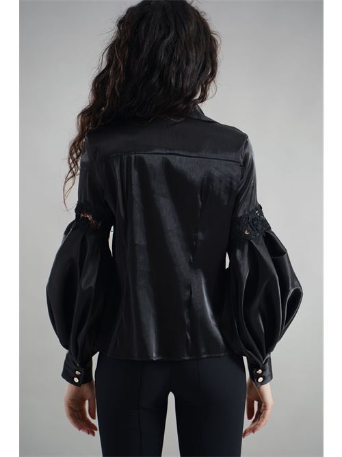 Camicia in organza e pizzo Babylon | S00308NERO