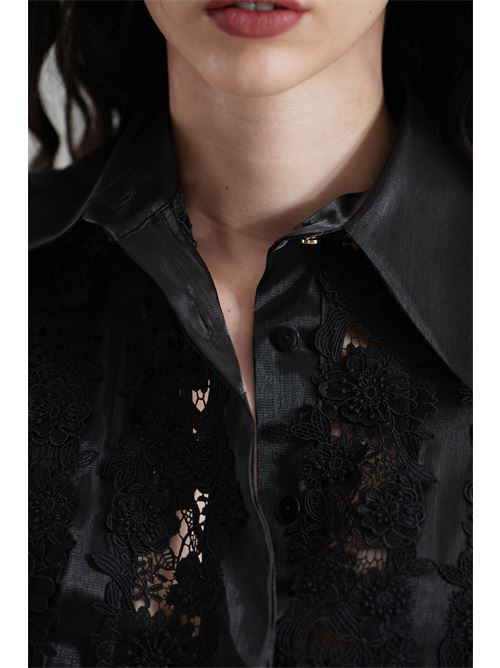 Camicia in organza e pizzo Babylon | S00308NERO