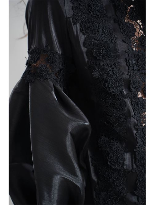 Camicia in organza e pizzo Babylon | S00308NERO
