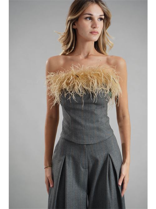 Top con piume Dramee | 25108GRIGIO