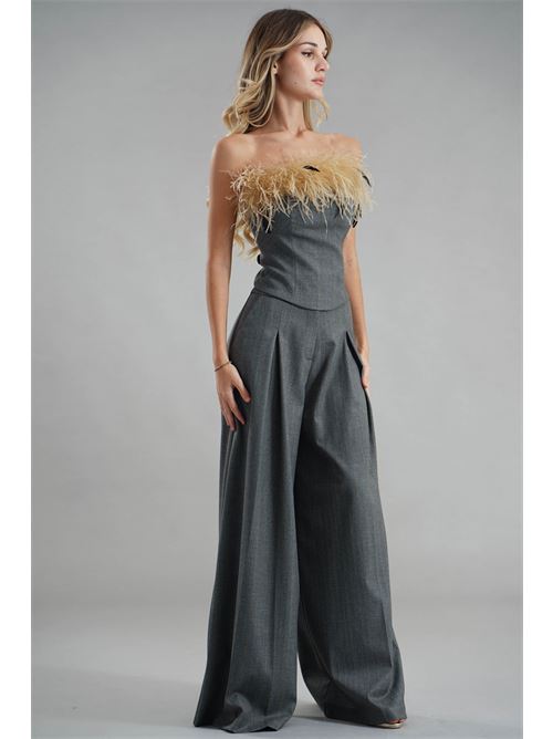 Top con piume Dramee | 25108GRIGIO