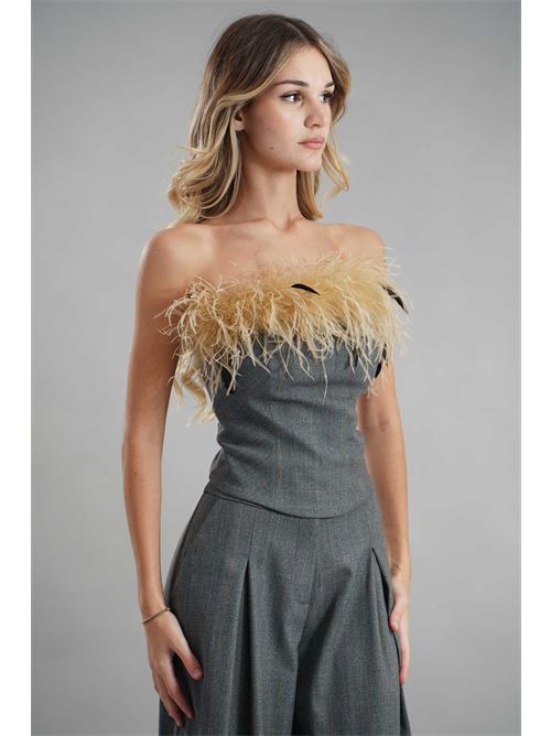 Top con piume Dramee | 25108GRIGIO