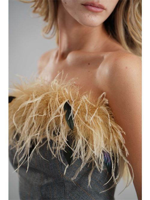 Top con piume Dramee | 25108GRIGIO