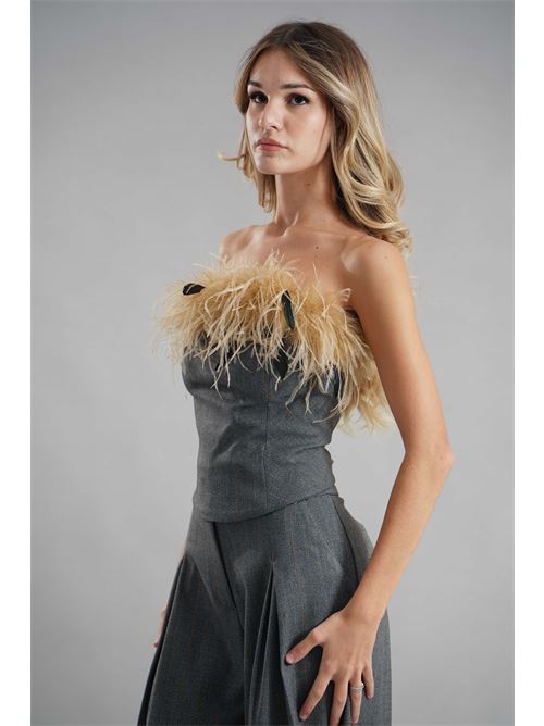 Top con piume Dramee | 25108GRIGIO