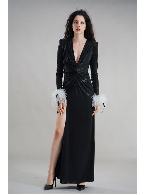 Abito lungo spalmato Dramee | 25708NERO