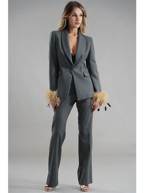Tailleur con piume Dramee | 25900GRIGIO