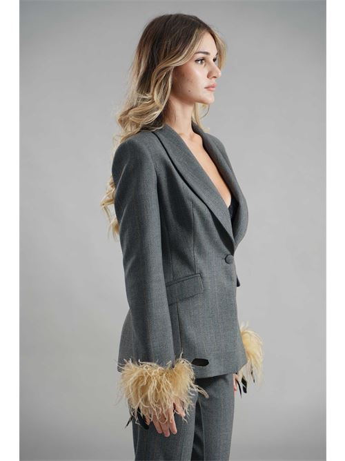 Tailleur con piume Dramee | 25900GRIGIO