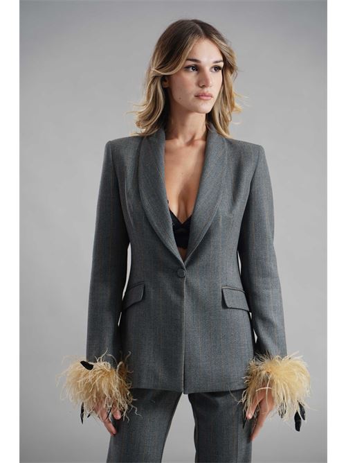 Tailleur con piume Dramee | 25900GRIGIO
