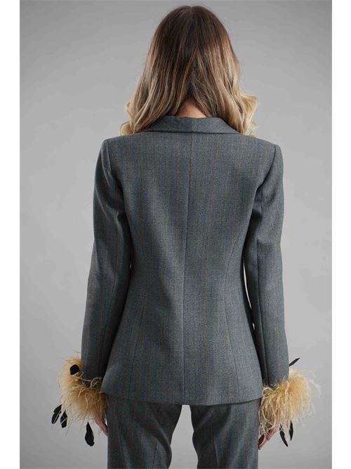 Tailleur con piume Dramee | 25900GRIGIO