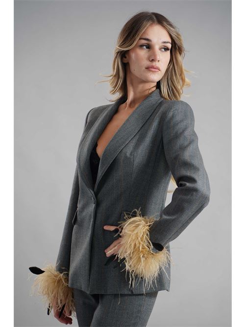 Tailleur con piume Dramee | 25900GRIGIO