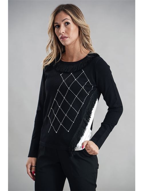 Maglia in viscosa con strass LAFTY.LIE | 09V127NERO