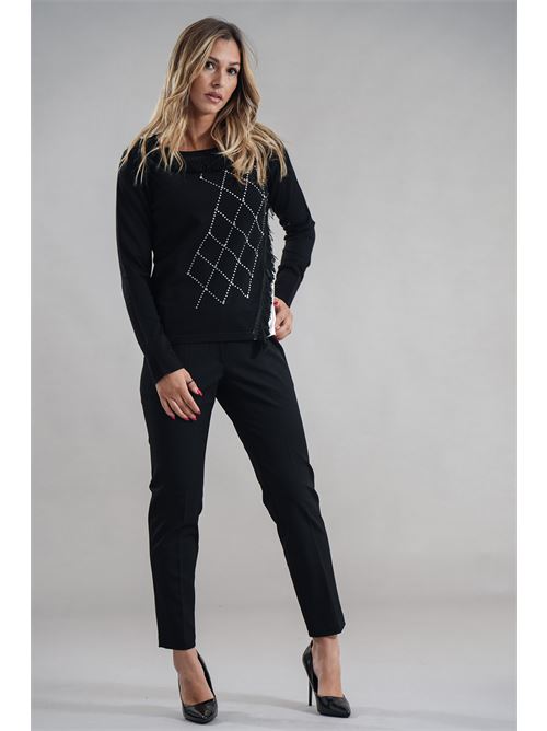 Maglia in viscosa con strass LAFTY.LIE | 09V127NERO