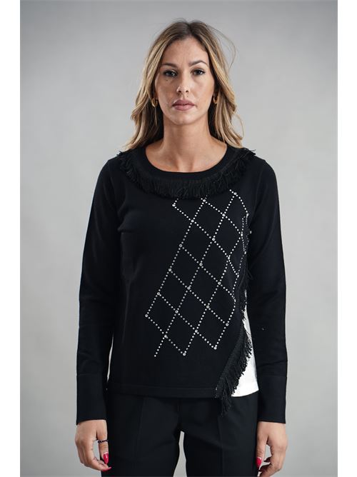 Maglia in viscosa con strass LAFTY.LIE | 09V127NERO