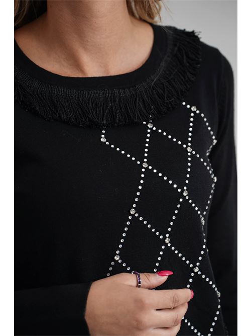 Maglia in viscosa con strass LAFTY.LIE | 09V127NERO