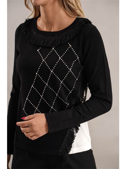 Maglia in viscosa con strass LAFTY.LIE | 09V127NERO