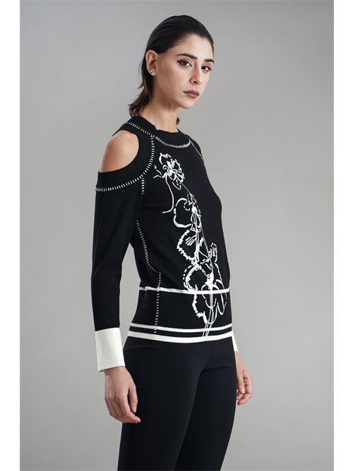 Maglia in viscosa LAFTY.LIE | 14V136PANNA/NERO