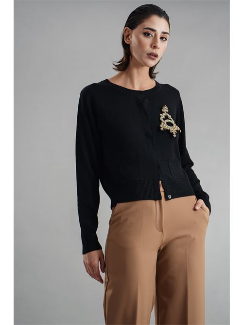 Cardigan in viscosa e lana LANACAPRINA | LC4021NERO
