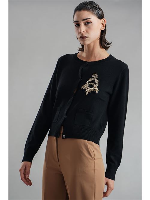 Cardigan in viscosa e lana LANACAPRINA | LC4021NERO