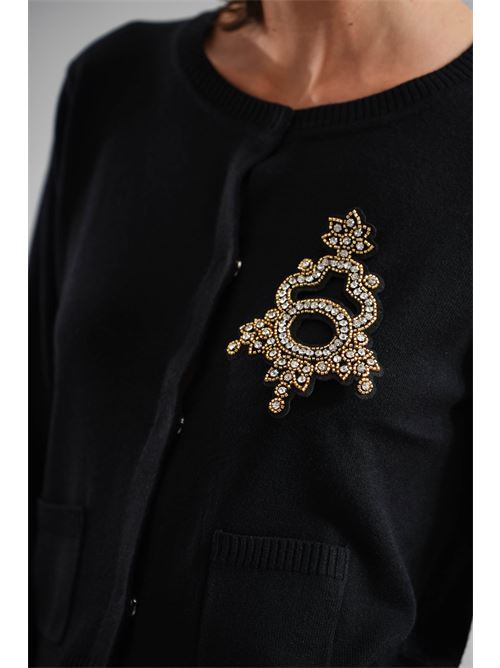 Cardigan in viscosa e lana LANACAPRINA | LC4021NERO