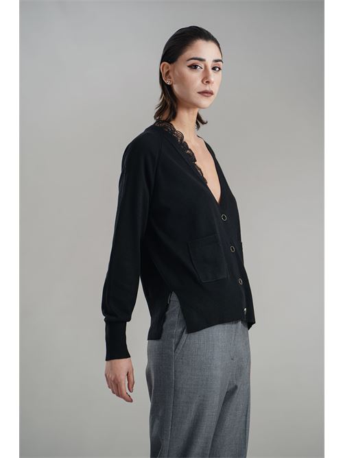 Cardigan in misto lana LANACAPRINA | LC4025NERO