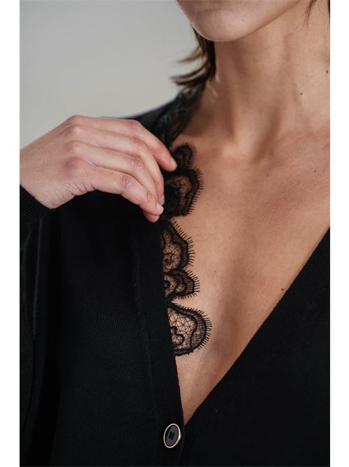 Cardigan in misto lana LANACAPRINA | LC4025NERO