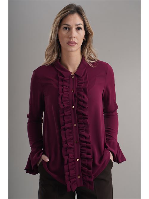 Camicia con rouches LANACAPRINA | LC4220BORDO