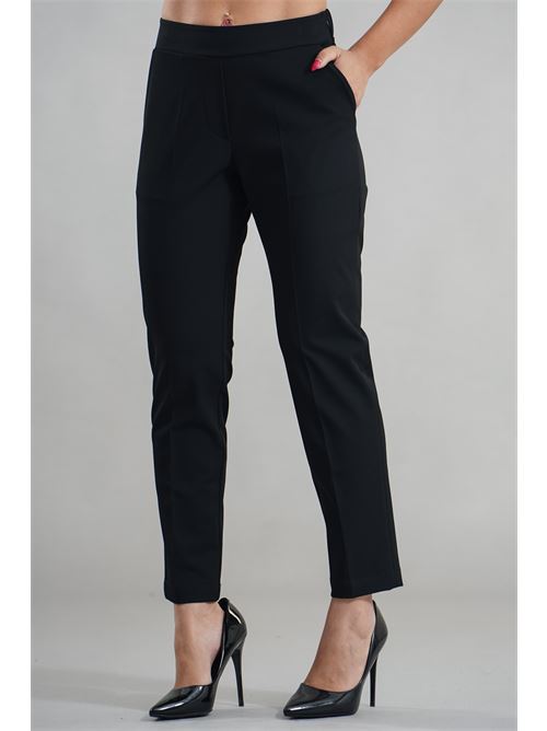 Pantalone in viscosa elastica LANACAPRINA | LC4236BNERO