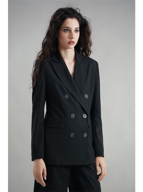 Giacca gessata LANACAPRINA | LC4241NERO/GRIGIO