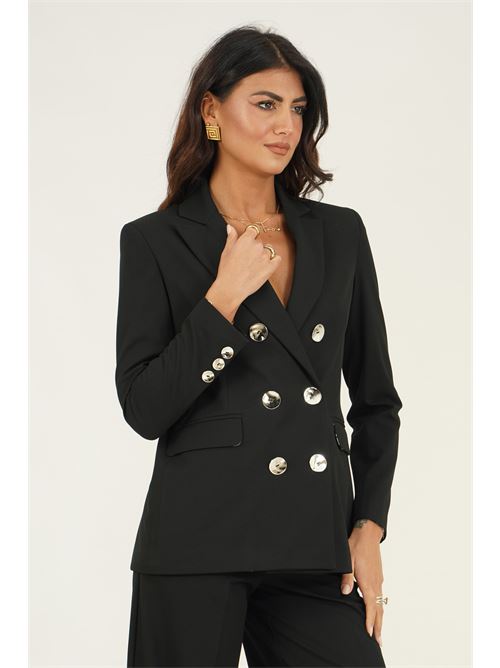 Giacca doppio petto in cady LANACAPRINA | LC6239NERO