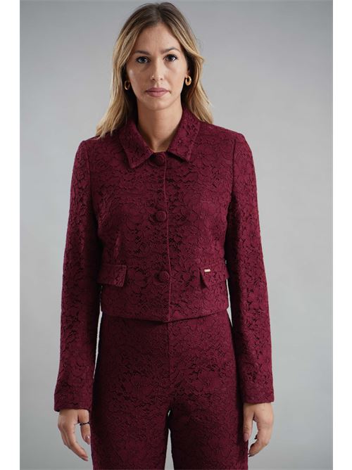 Giacca cropped in pizzo Nualy | I25N2234BORGOGNA