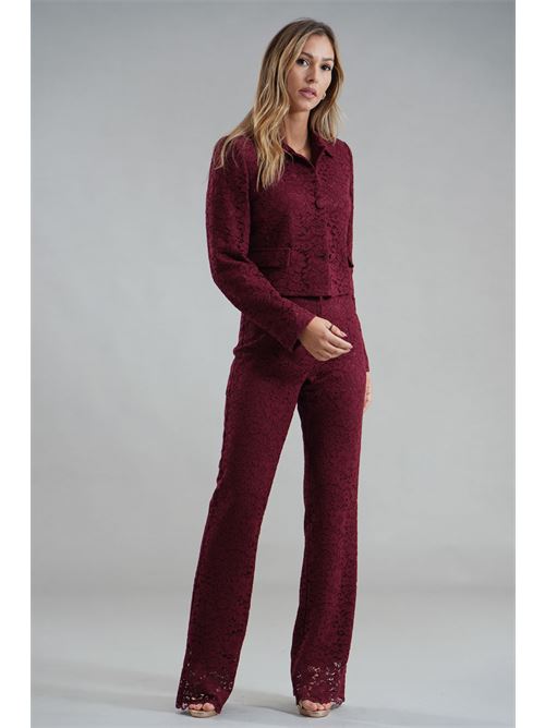 Giacca cropped in pizzo Nualy | I25N2234BORGOGNA