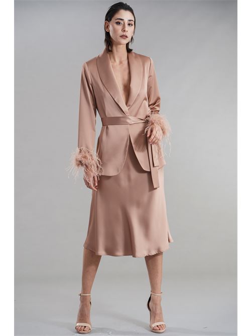 Gonna in raso Nualy | I25N6170NUDE