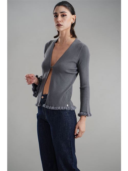 Cardigan in viscosa Nualy | I25NAH360GRIGIO