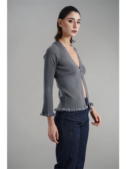 Cardigan in viscosa Nualy | I25NAH360GRIGIO